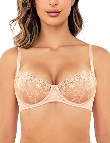 Wingslove Demi Mesh See-Through Bralette with Embroidery