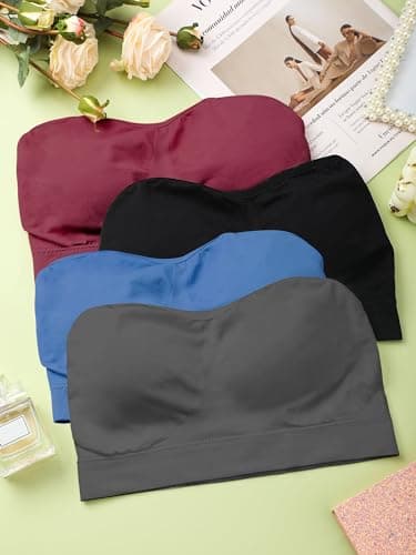 Geyoga 4 Pack Women's Non-Slip Padded Tube Top Bralette