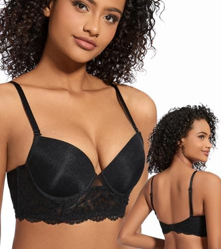Arm Ma Low Cut Padded Push Up Plunge Bralette Underwire