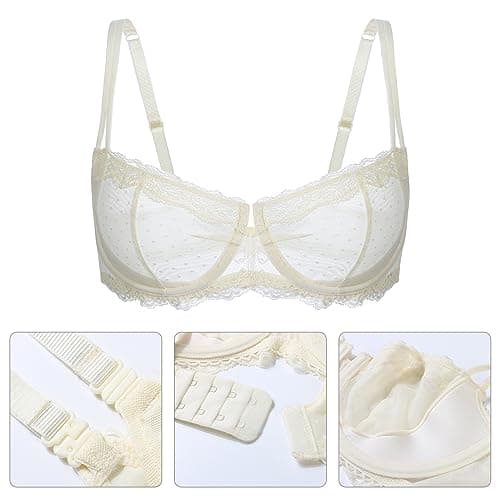Lemorosy Women's Lace Balconette Demi Sheer Bra
