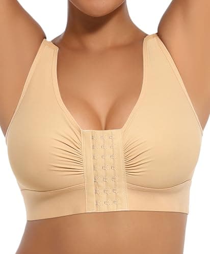 FeelinGirl Front Closure Post-Surgery Wirefree Compression Bra with Adjustable Straps