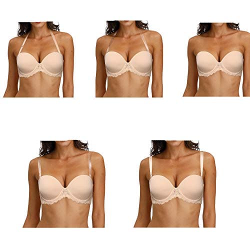HWDI Clear Back Bra with Lace Padded Underwire Plus Size
