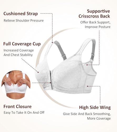 Women's Posture Support Front Closure Bra - Everyday Full Coverage Back Support Wireless Non-Padded
| HACI Women's Front Closure Posture Bra - Back Support Wireless Non-Padded
| Women's Everyday Full Coverage Posture Bra - Back Support Front Closure