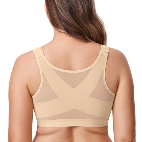 Front Closure Posture Wireless Back Support Bra for Women