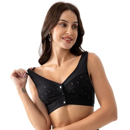 YVIVMEIE Women's Full Coverage Sports Bra with Front ClosureComfort Daisy Design