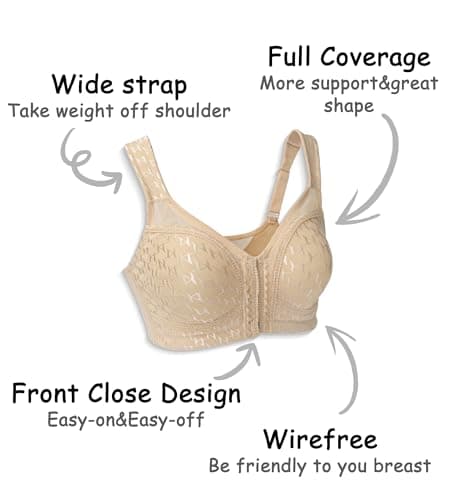 Cortelay Women's Front Closure Plus Size Minimizer Bras