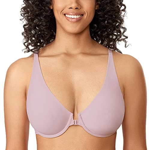 DELIMIRA Plus Size Plunge Underwire Front Closure Seamless Bra