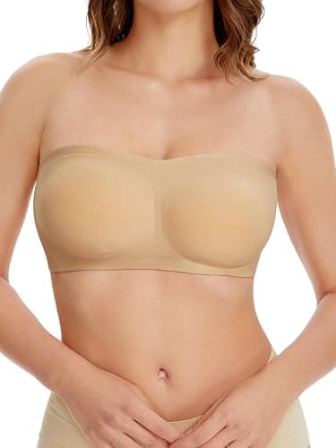 HBselect Non-Slip Padded Bandeau Bra for Large Bust Women Seamless Wireless Tube Top