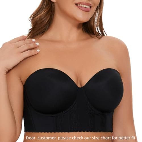 COOVOICE Longline Strapless Bra Hides Back Fat Seamlessly