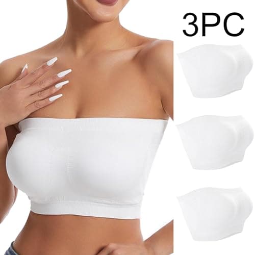 3 Pack Stretch Tube Top Bralette for Women Non Padded Non Slip Seamless