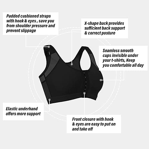 IROCUE Women's Posture Corrector Bra with Back Support and Nipple Covers