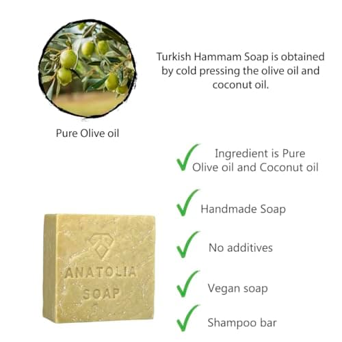 Anatolia Soap: Pure Turkish Olive Oil Body Bar (5 oz) - Handmade Natural Castille Soap for Men and Women