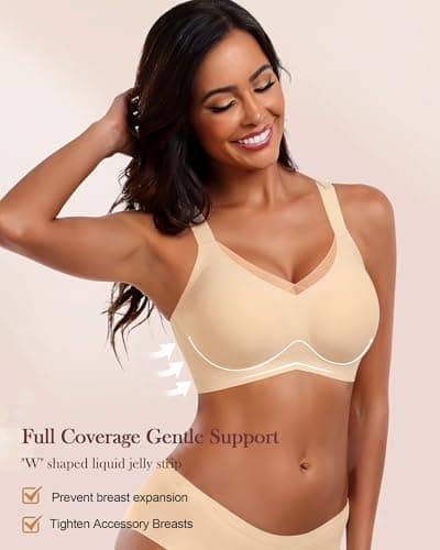 HORISUN Seamless Mesh Lace Bras for Women Wireless Full Coverage Deep V Bralettes
