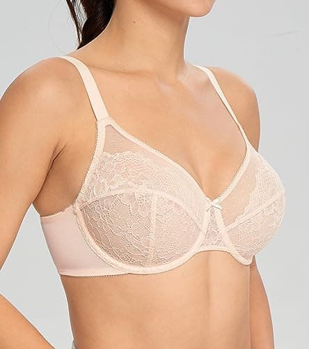 HACI Women's Minimizer Bra Plus Size Lace Everyday Mesh Bras