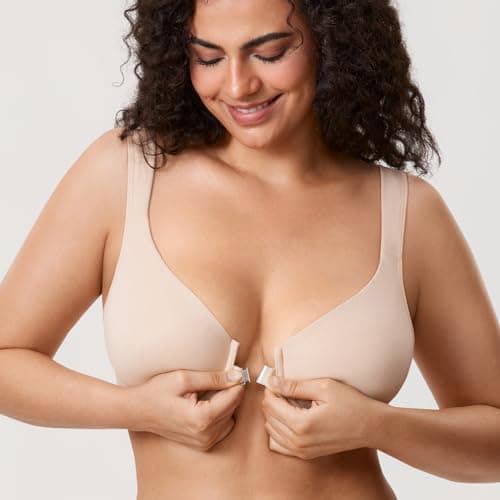DELIMIRA Plus Size Women's Front Closure Underwire Seamless Posture Bra B-H