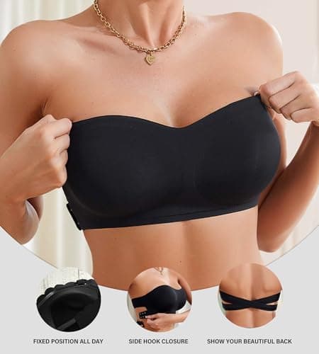 DEANGELMON Non-Slip Silicone Padded Strapless Bra for Women