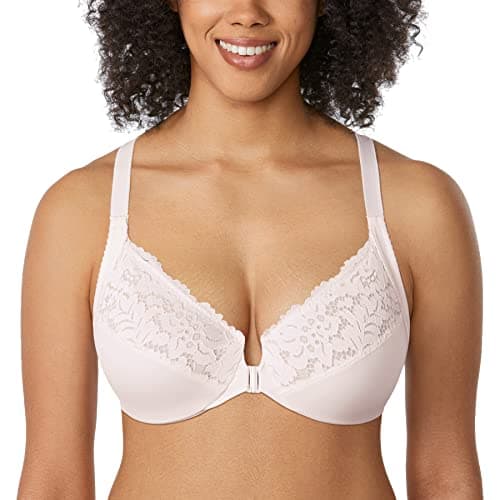 Delimira Women's Plus Size Full Coverage Lace Underwire Racerback Bra