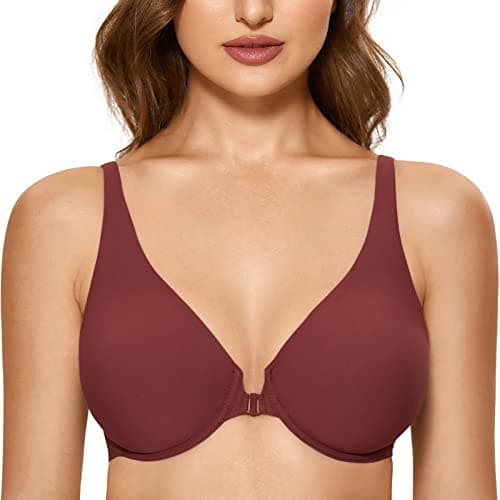 DELIMIRA Plus Size Plunge Underwire Front Closure Seamless Bra