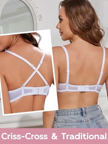 IHOIU Women's Sexy Push Up Balconette Brassiere Underwire Lace