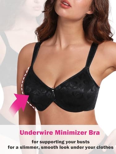 HACI Women's Minimizer Bra - Full Figure, Non-Padded, Plus Size Underwire Support