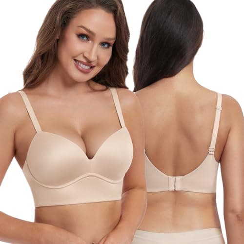 HACI Women's Push Up Plunge V Neck Longline Bralette