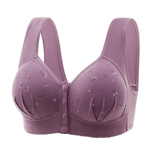 Front Snap Cotton Bras for Women - Full Support, Comfortable, No Underwire
