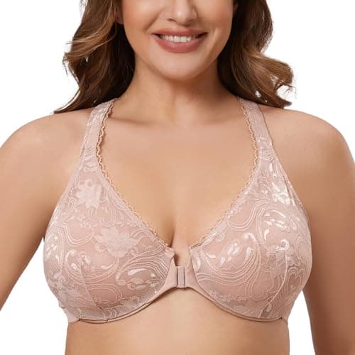 MELENECA Women's Plus Size Racerback Underwire Bra