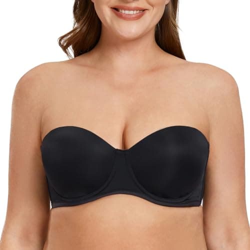 MELENECA Plus Size Strapless Bra with Underwire for Large Bust Back Smoothing