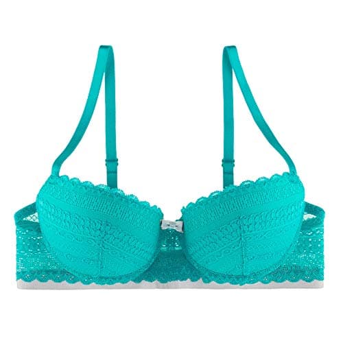 Undies.com Women's Geometric Lace Balconette Push Up Bra