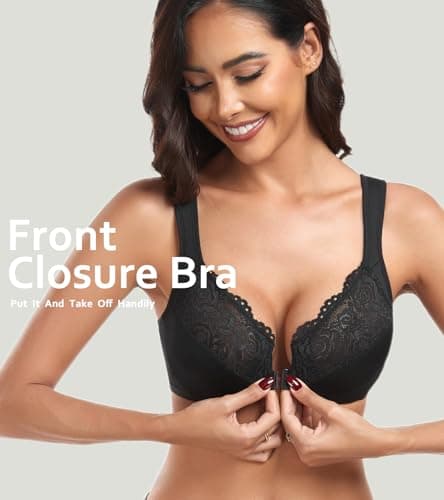 HACI Women's Plus Size Front Closure Unpadded Underwire Bra