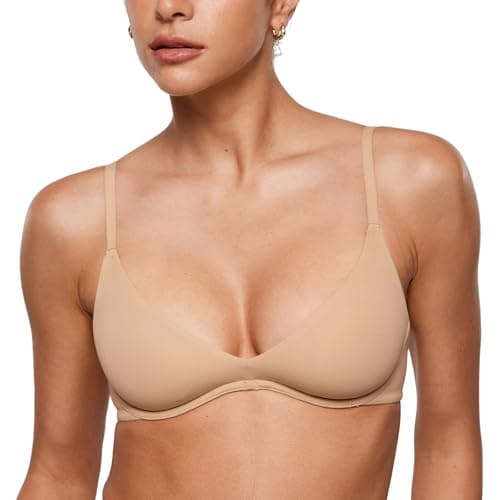 INLYRIC Women's Plus Size Plunge Bra - Sexy Unlined Underwire