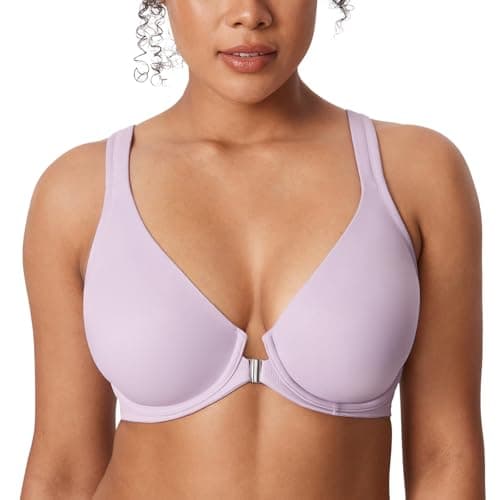Delimira Women's Front Closure Plunge Racerback Bra B-H Cups