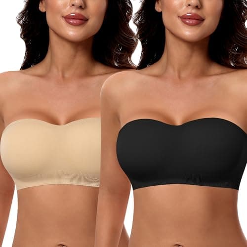 DOCUMO Women's Padded Strapless Silicone Bra