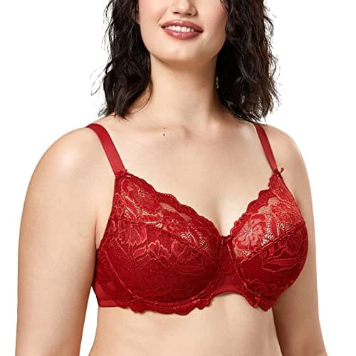 Delimira Women's Plus Size Full Coverage Underwire Lace Bra Up to Jcup