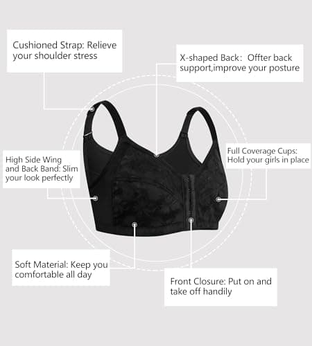 Irocue Women's Front Closure Posture Corrector Bra