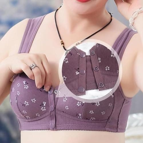 ONLYSTORY Senior Women's Daisy Bras for Comfort Wireless Snap Closure