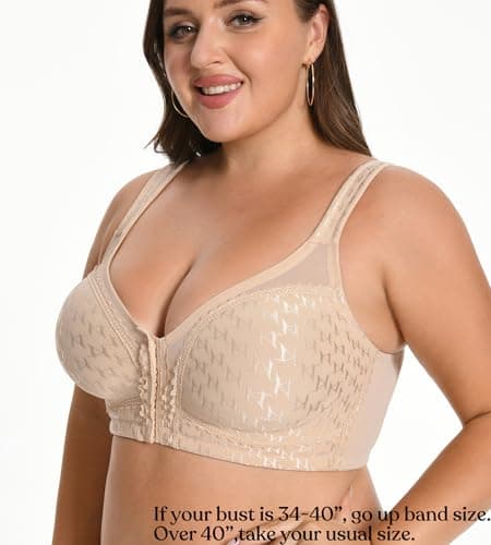 Cortelay Women's Front Closure Plus Size Minimizer Bras