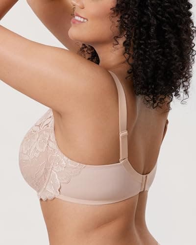 Delimira Women's Plus Size Full Coverage Underwire Lace Bra Up to Jcup