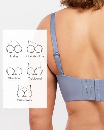 HSIA Women's Smoke Blue Strapless Plus Size Anti-Slip Underwire Bra