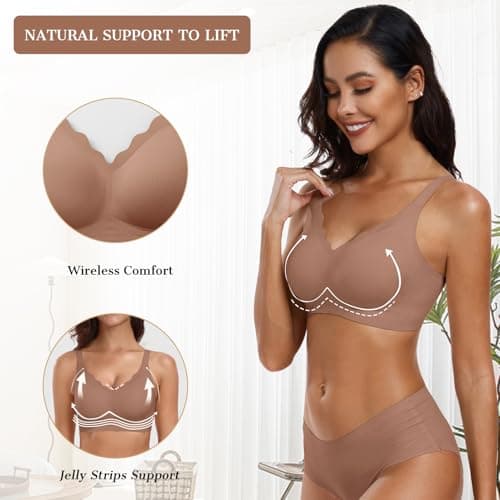OEAK Women's Comfortable Wireless Push Up Bralette Scalloped V-Neck Coverage