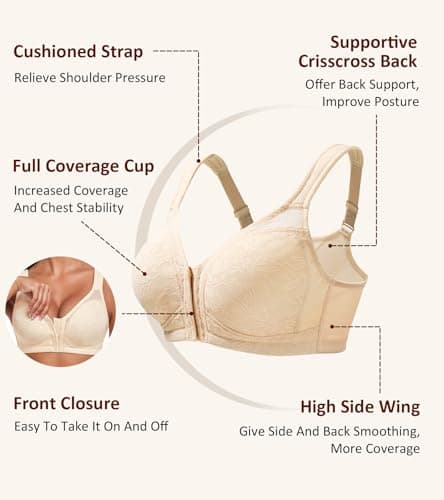 HACI Women's Posture Support Front Closure Wireless Bra