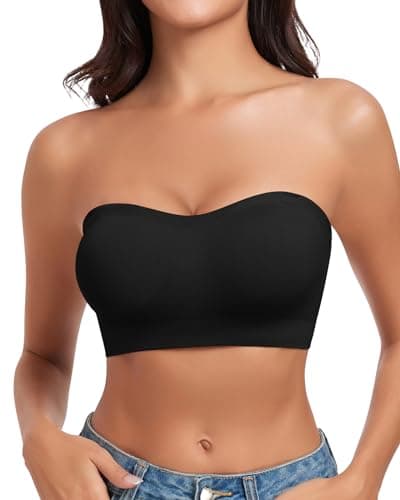 WOWENY Bandeau Bra for Women: Silicone, Padded, Non-Slip, Strapless