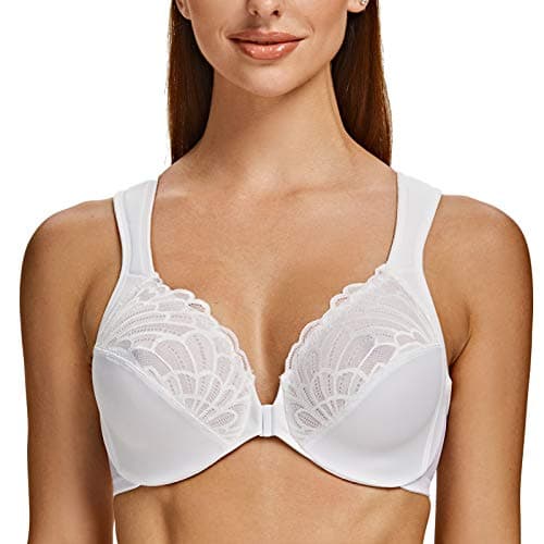 MELENECA Women's Plus Size Front Closure Underwire Bra