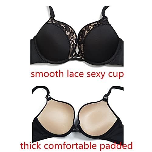 Pushlus Push Up Plunge Bra with Underwire and LaceSupport for Women