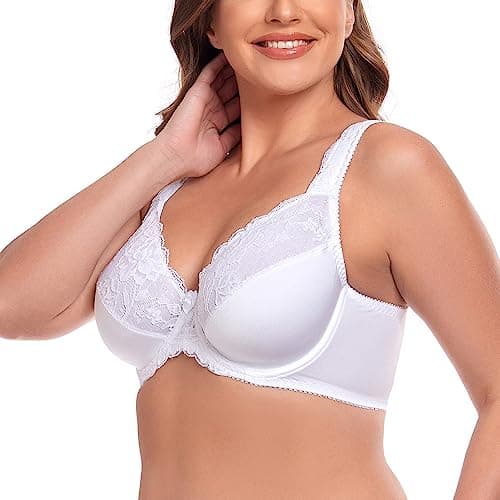 TELIMUSSTO Women's Plus Size Non-Padded Underwire Bra with Lace Coverage
