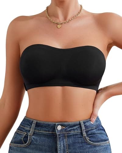 DEANGELMON Non-Slip Silicone Padded Strapless Bra for Women