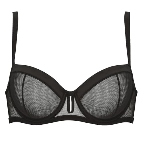 Deyllo Women's Balconette Sheer Lace Non-Padded Underwire Bras