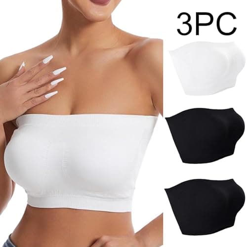 3 Pack Stretch Tube Top Bralette for Women Non Padded Non Slip Seamless