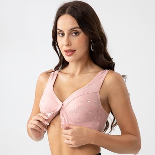 YVIVMEIE Women's Full Coverage Sports Bra with Front ClosureComfort Daisy Design