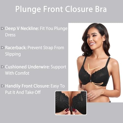Women's Front Closure Racerback T-Shirt Bra for Plus Size